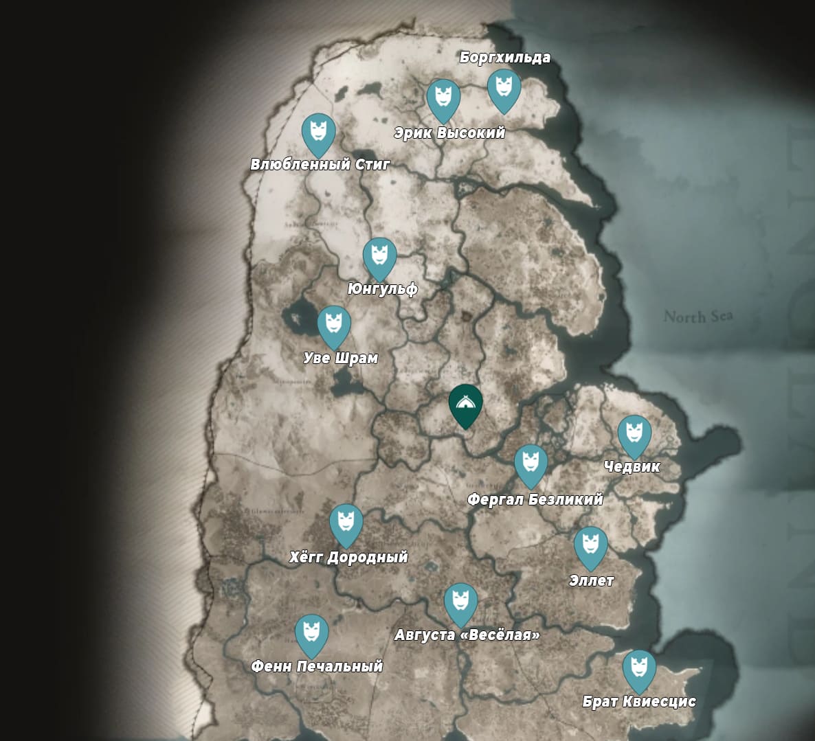 Карта соперников для флютинга в AC Valhalla